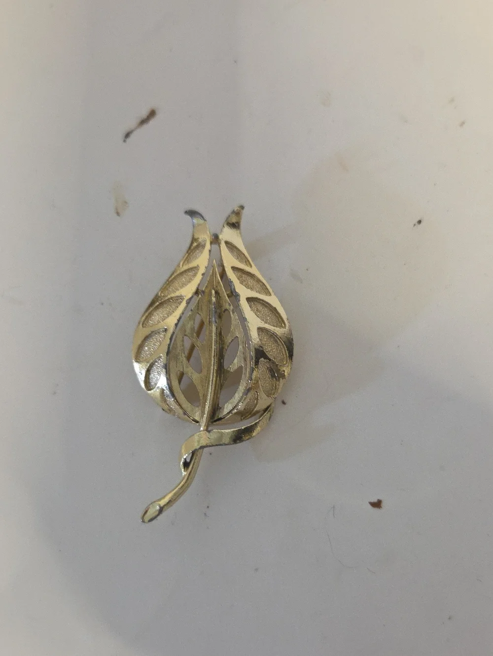 Gold Leaf-Style Women's Brooch - Gold Tone 2.5 In.